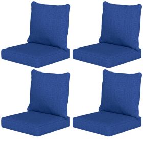 Patio Chair Cushions Set of 4 with Seat & Backrest, Fade Resistant Seat Replacement Cushion Set, Navy Blue