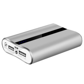 1Pc 12000mAh Portable Charger With Dual USB 3.1A Output Power Bank Ultra-Compact External Battery Pack Fast Charging (Option: 1PC Silver)